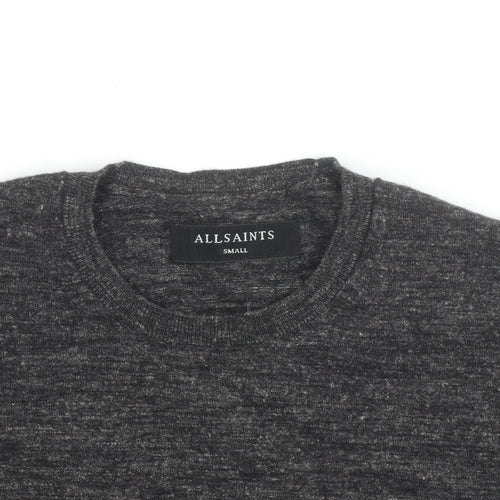 AllSaints Men’s Grey Wool Crew Neck Jumper Size S