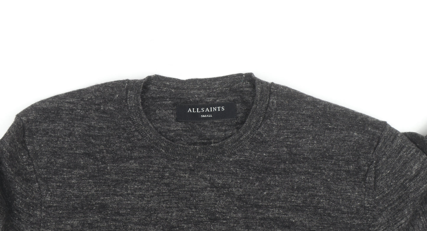 AllSaints Men’s Grey Wool Crew Neck Jumper Size S