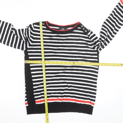 Wallis Women Black White Striped Button Shoulder Jumper Size 14
