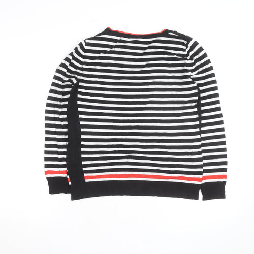 Wallis Women Black White Striped Button Shoulder Jumper Size 14