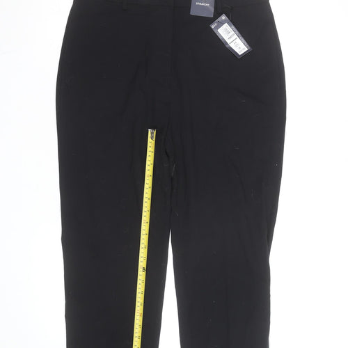 Marks and Spencer Women Black Size 14 Straight Leg Trousers