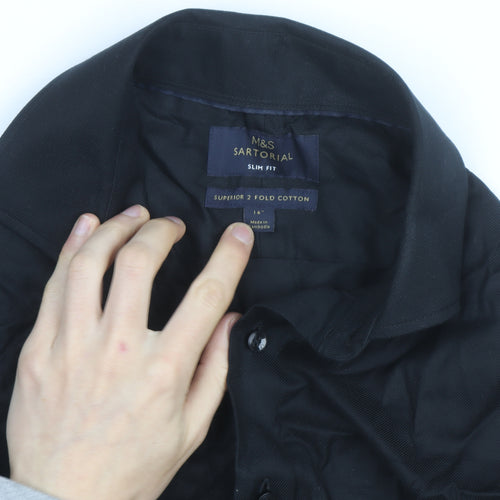 Marks and Spencer Women’s Black Slim Fit Button-Up Shirt Size 16