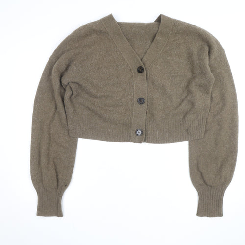 Arket Women's Brown Alpaca Merino Wool V-Neck Cardigan Size S