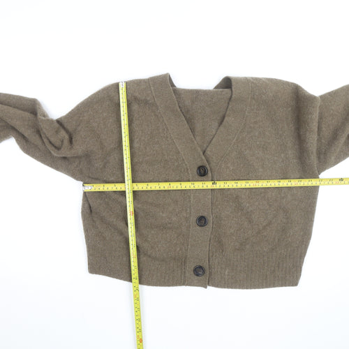 Arket Women's Brown Alpaca Merino Wool V-Neck Cardigan Size S