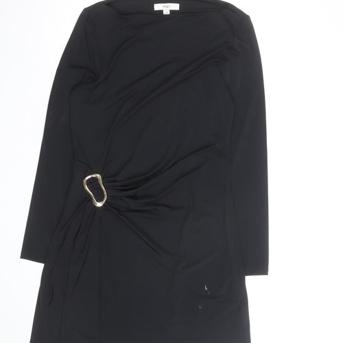 Marks and Spencer Women’s Black Size 14 Bodycon Dress with Buckle Detail
