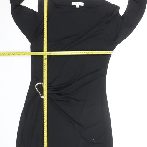 Marks and Spencer Women’s Black Size 14 Bodycon Dress with Buckle Detail