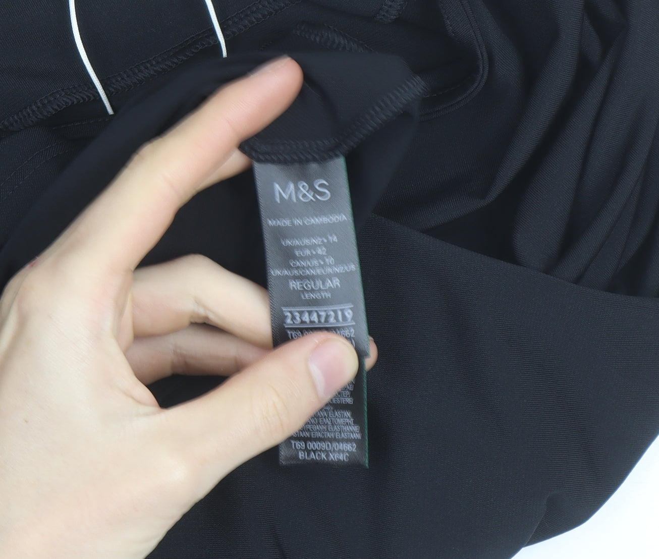 Marks and Spencer Women’s Black Size 14 Bodycon Dress with Buckle Detail
