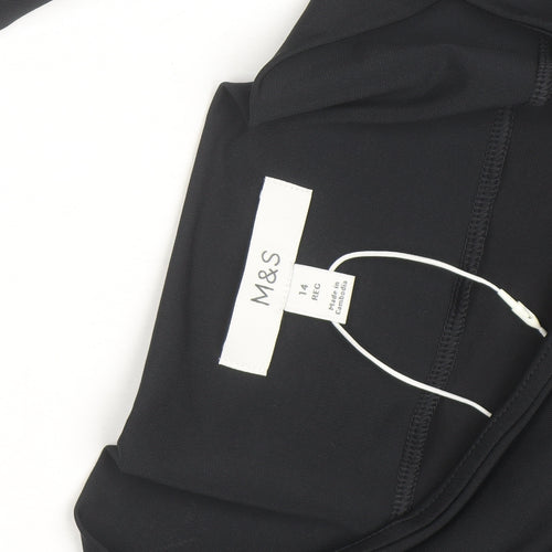 Marks and Spencer Women’s Black Size 14 Bodycon Dress with Buckle Detail
