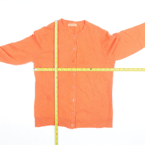 Woolovers Women's Orange Cashmere Merino Crew Neck Cardigan Size S
