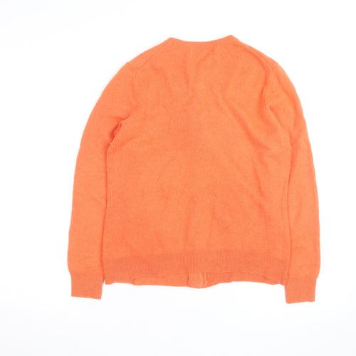 Woolovers Women's Orange Cashmere Merino Crew Neck Cardigan Size S