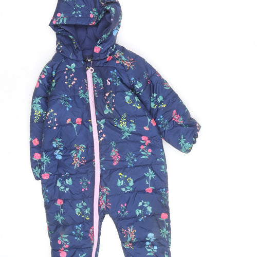 Joules Unisex Baby Navy Floral Hooded Puffer Snowsuit 12-18 Months