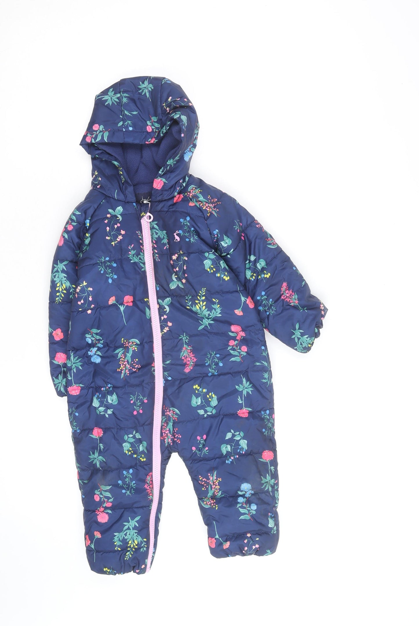 Joules Unisex Baby Navy Floral Hooded Puffer Snowsuit 12-18 Months