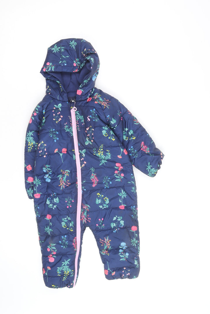 Joules Unisex Baby Navy Floral Hooded Puffer Snowsuit 12-18 Months