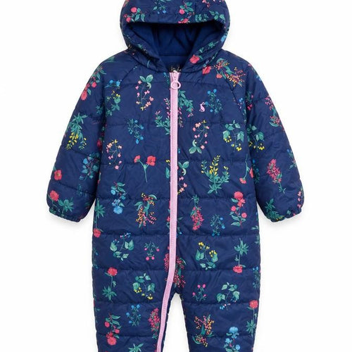 Joules Unisex Baby Navy Floral Hooded Puffer Snowsuit 12-18 Months