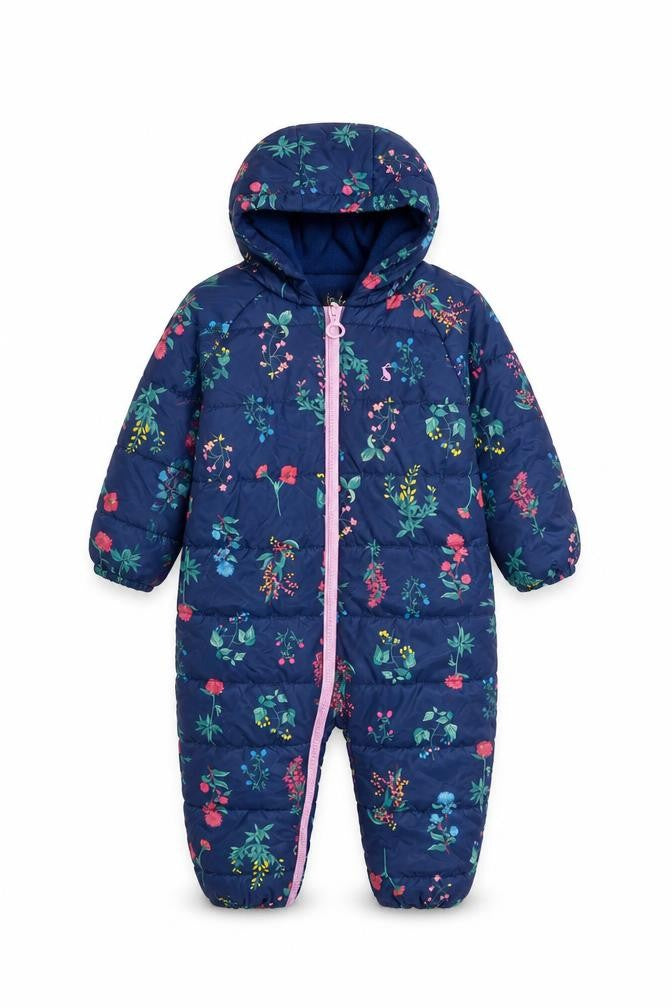 Joules Unisex Baby Navy Floral Hooded Puffer Snowsuit 12-18 Months