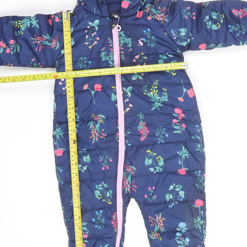 Joules Unisex Baby Navy Floral Hooded Puffer Snowsuit 12-18 Months