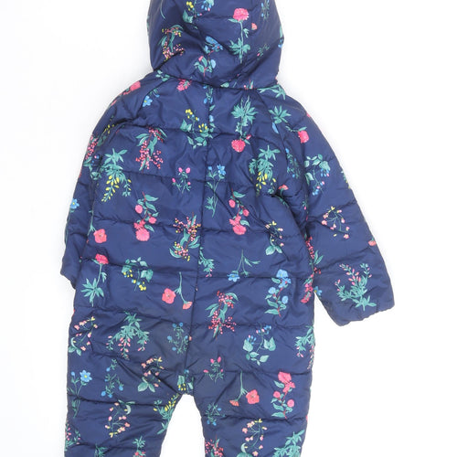 Joules Unisex Baby Navy Floral Hooded Puffer Snowsuit 12-18 Months