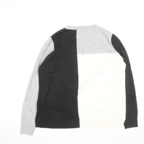 Marks and Spencer Women's Grey Black Ivory Colour Block Jumper Size 12