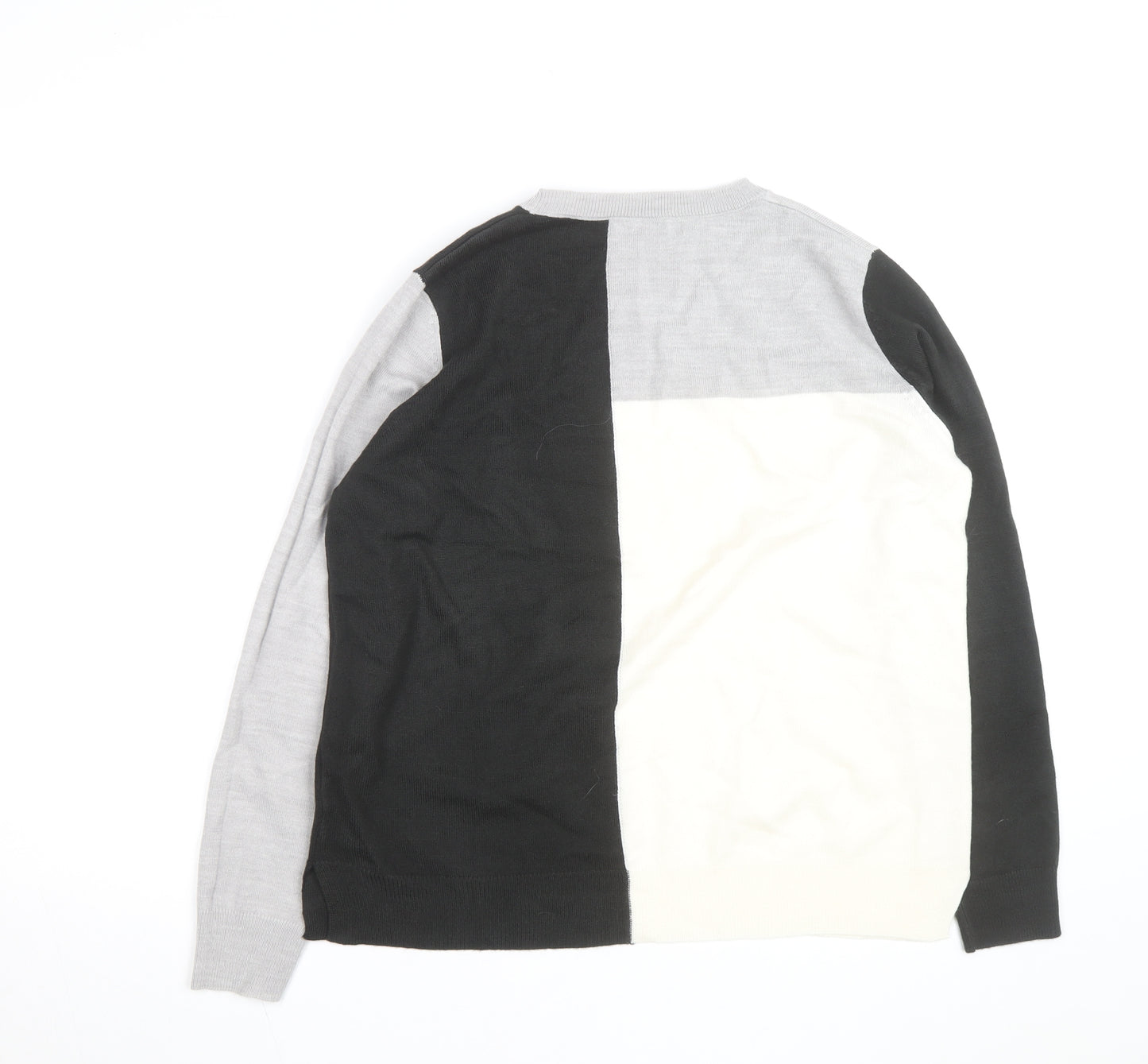 Marks and Spencer Women's Grey Black Ivory Colour Block Jumper Size 12