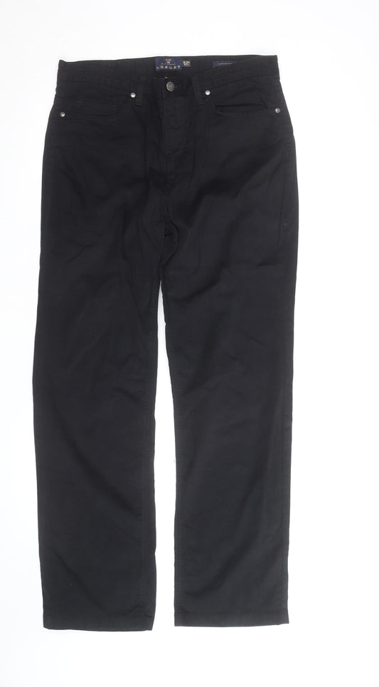 Marks and Spencer Blue Harbour Black Mens Chino Trousers 34W 31L Cotton Blend