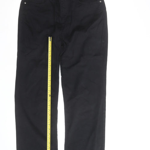 Marks and Spencer Blue Harbour Black Mens Chino Trousers 34W 31L Cotton Blend