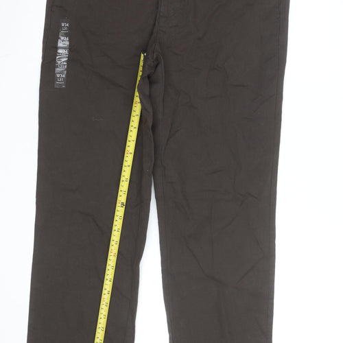 Marks and Spencer Men's Brown Chino Trousers W34 L31 Regular Fit