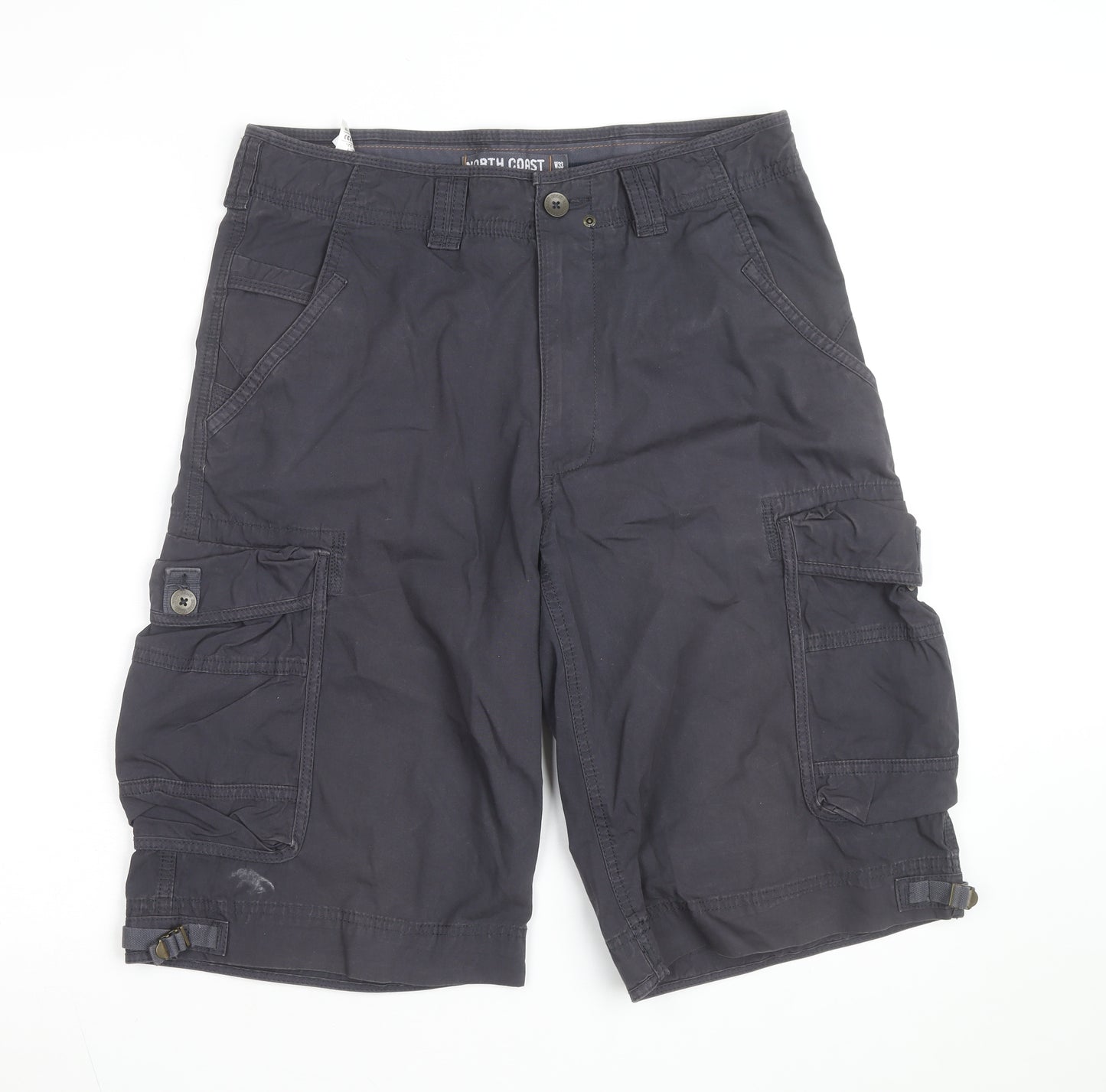 North Coast Mens Black Cargo Shorts W32 Regular Fit Cotton