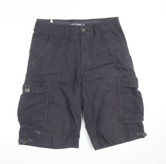 North Coast Mens Black Cargo Shorts W32 Regular Fit Cotton