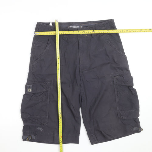 North Coast Mens Black Cargo Shorts W32 Regular Fit Cotton