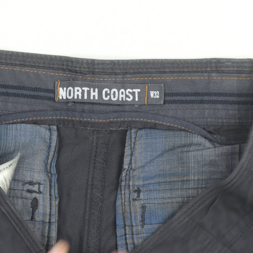 North Coast Mens Black Cargo Shorts W32 Regular Fit Cotton