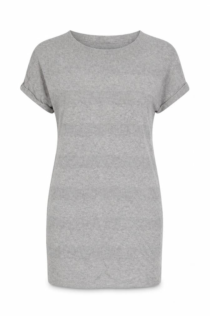 Monsoon Women Grey Knit Shift Dress Size S Short Sleeve Crew Neck