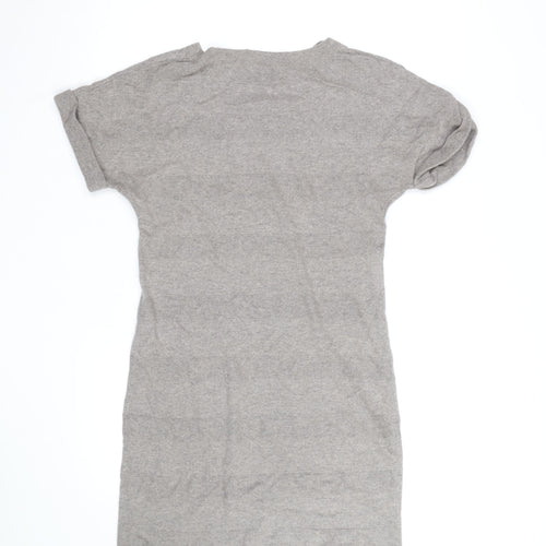 Monsoon Women Grey Knit Shift Dress Size S Short Sleeve Crew Neck