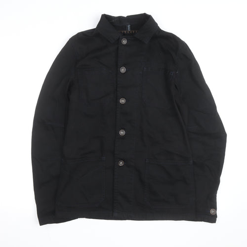 La Redoute Men’s Black Cotton Button-Up Workwear Shirt Jacket M