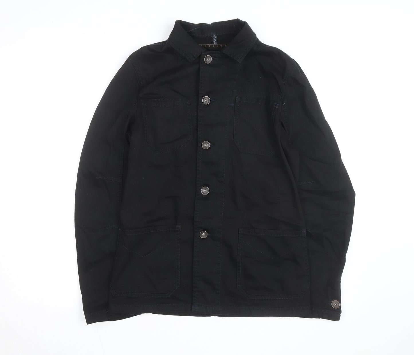 La Redoute Men’s Black Cotton Button-Up Workwear Shirt Jacket M