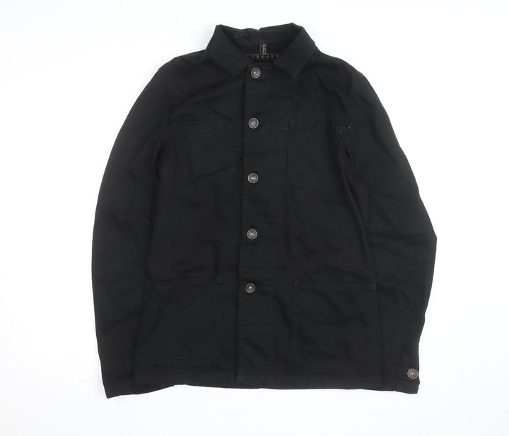 La Redoute Men’s Black Cotton Button-Up Workwear Shirt Jacket M
