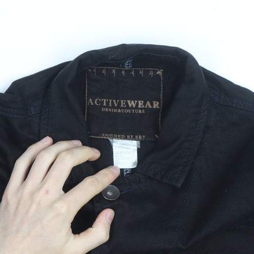 La Redoute Men’s Black Cotton Button-Up Workwear Shirt Jacket M