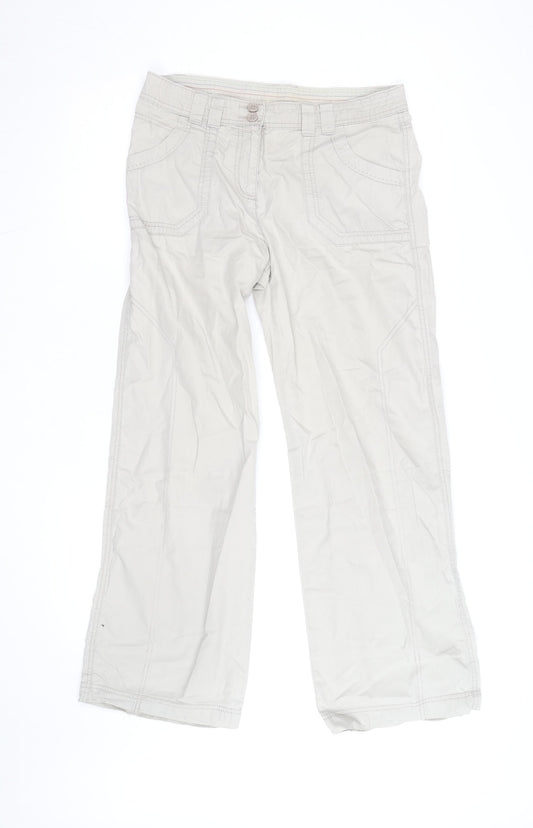 Marks and Spencer Womens Beige Cargo Trousers UK 12 Cotton Relaxed Fit