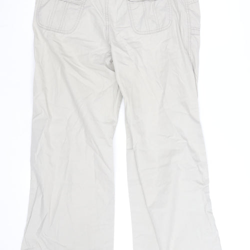 Marks and Spencer Womens Beige Cargo Trousers UK 12 Cotton Relaxed Fit