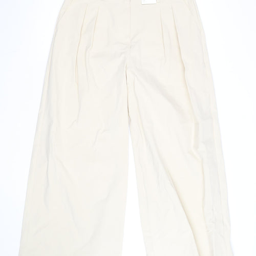 Marks and Spencer Women’s Beige Wide-Leg Cotton Trousers Size 12