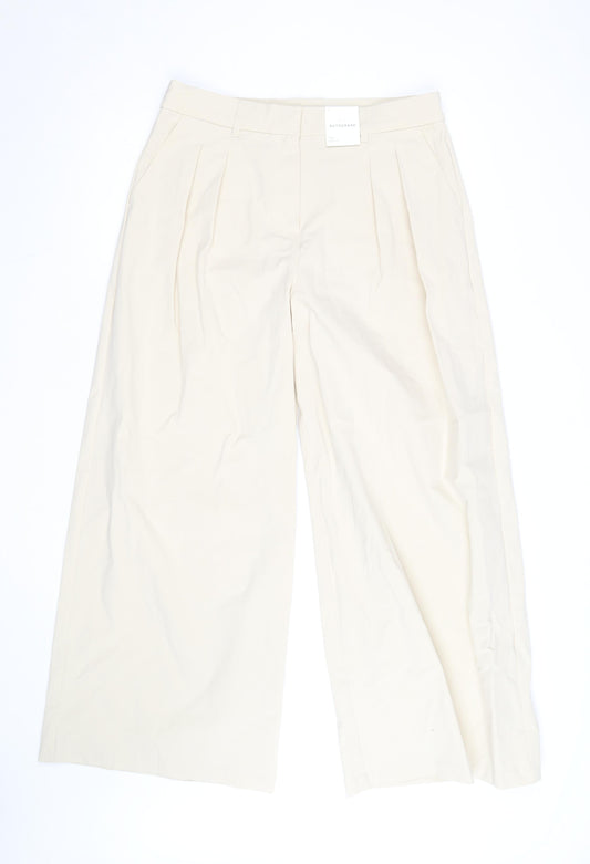 Marks and Spencer Women’s Beige Wide-Leg Cotton Trousers Size 12