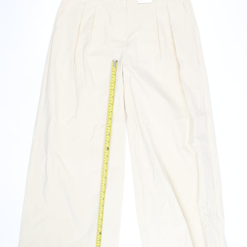 Marks and Spencer Women’s Beige Wide-Leg Cotton Trousers Size 12
