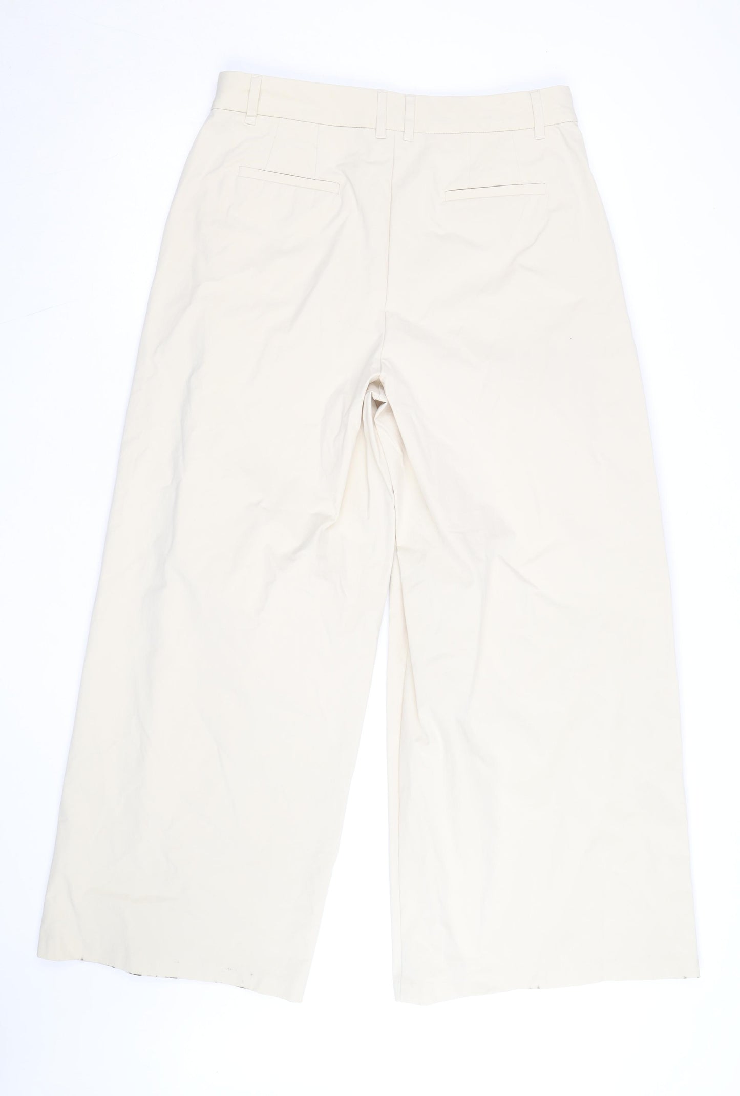 Marks and Spencer Women’s Beige Wide-Leg Cotton Trousers Size 12
