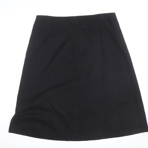 Wallis Women’s Black Embroidered Wool A-Line Knee Length Skirt Size 18