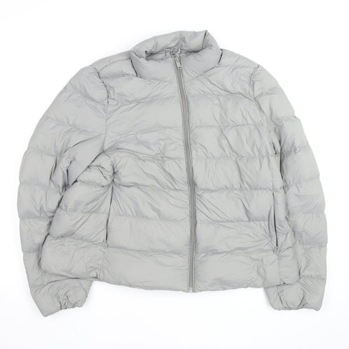 Marks and Spencer Women’s Grey Puffer Jacket Size 16 Full Zip Down