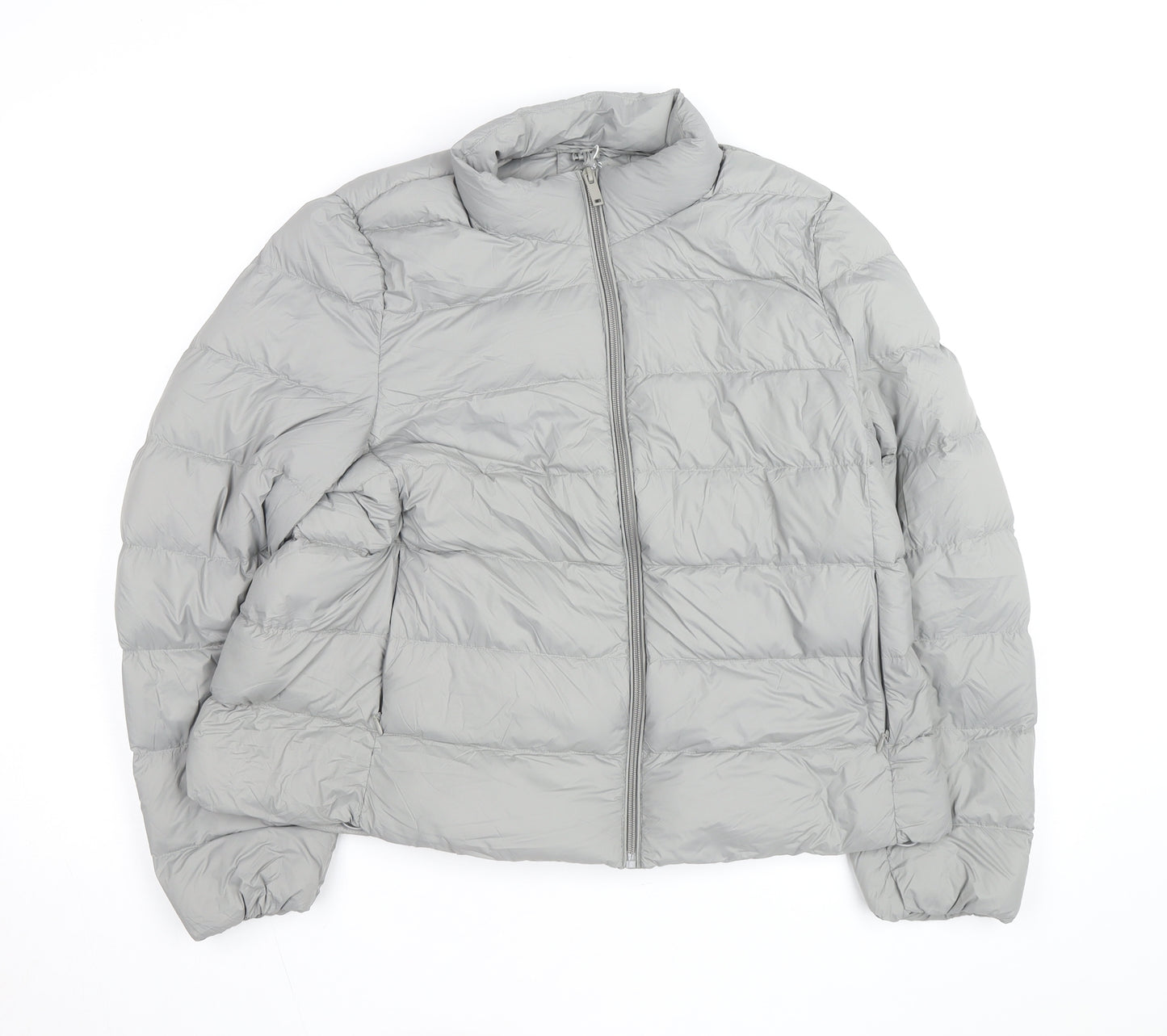 Marks and Spencer Women’s Grey Puffer Jacket Size 16 Full Zip Down