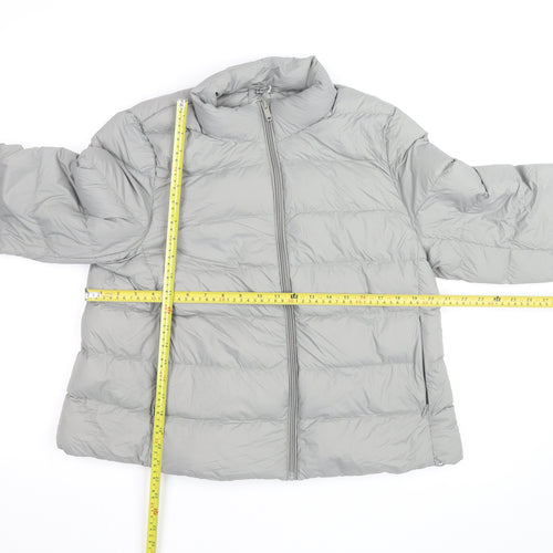 Marks and Spencer Women’s Grey Puffer Jacket Size 16 Full Zip Down