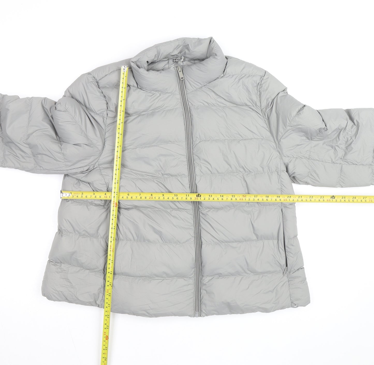 Marks and Spencer Women’s Grey Puffer Jacket Size 16 Full Zip Down