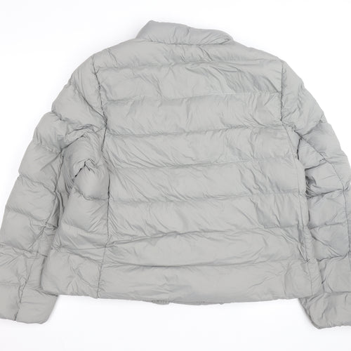 Marks and Spencer Women’s Grey Puffer Jacket Size 16 Full Zip Down