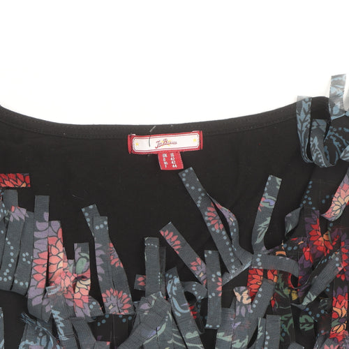 Jon B Womens Black Size 16 Fringe Floral Long Sleeve Tunic Top