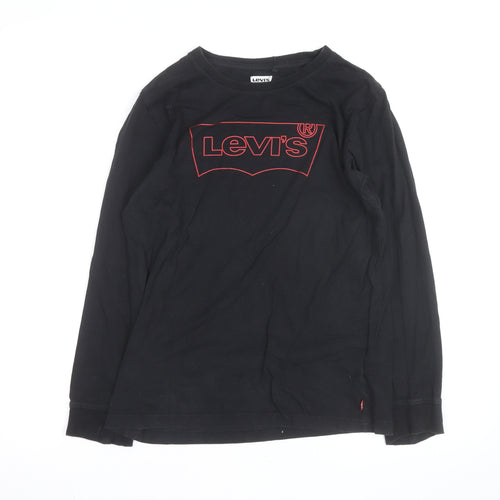 Levi's Men's Black Long Sleeve Cotton Graphic Logo Top L
